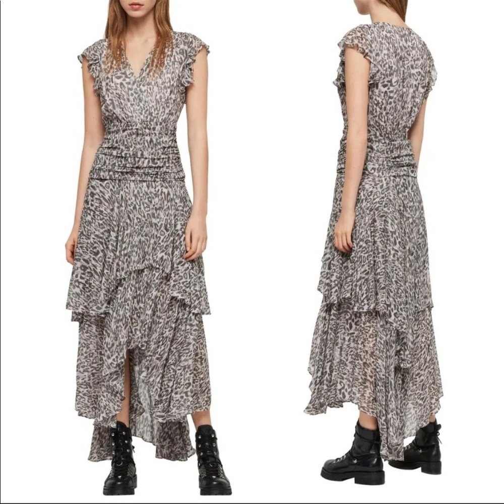 All Saints Caris Kara Maxi Leopard dress